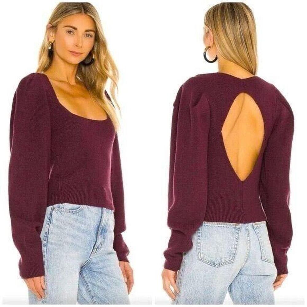 FREE PEOPLE Saffron Sweater Back Cut-Out In Pomegranate Wine ( Burgundy ) Sz S